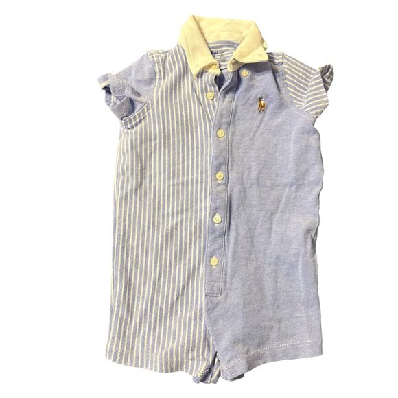 Ralph Lauren Blue and White Striped Kids One Piece - Picture 2 of 4